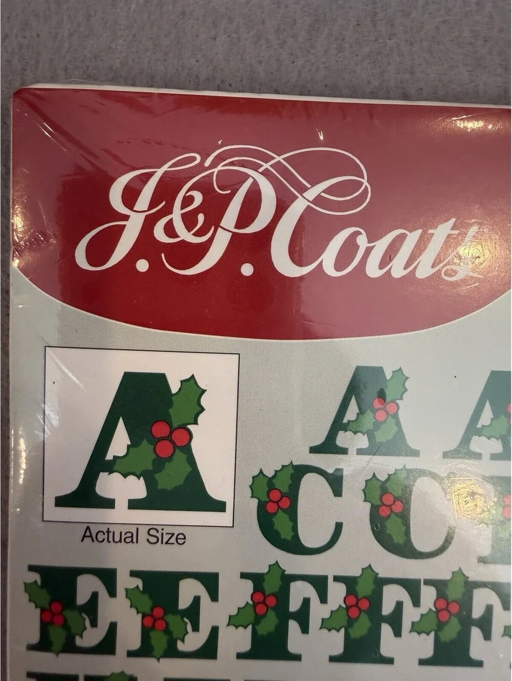 Vintage J. & P. Coats 1998 Iron On Transfers For Felt Appliqué Holly Alphabet